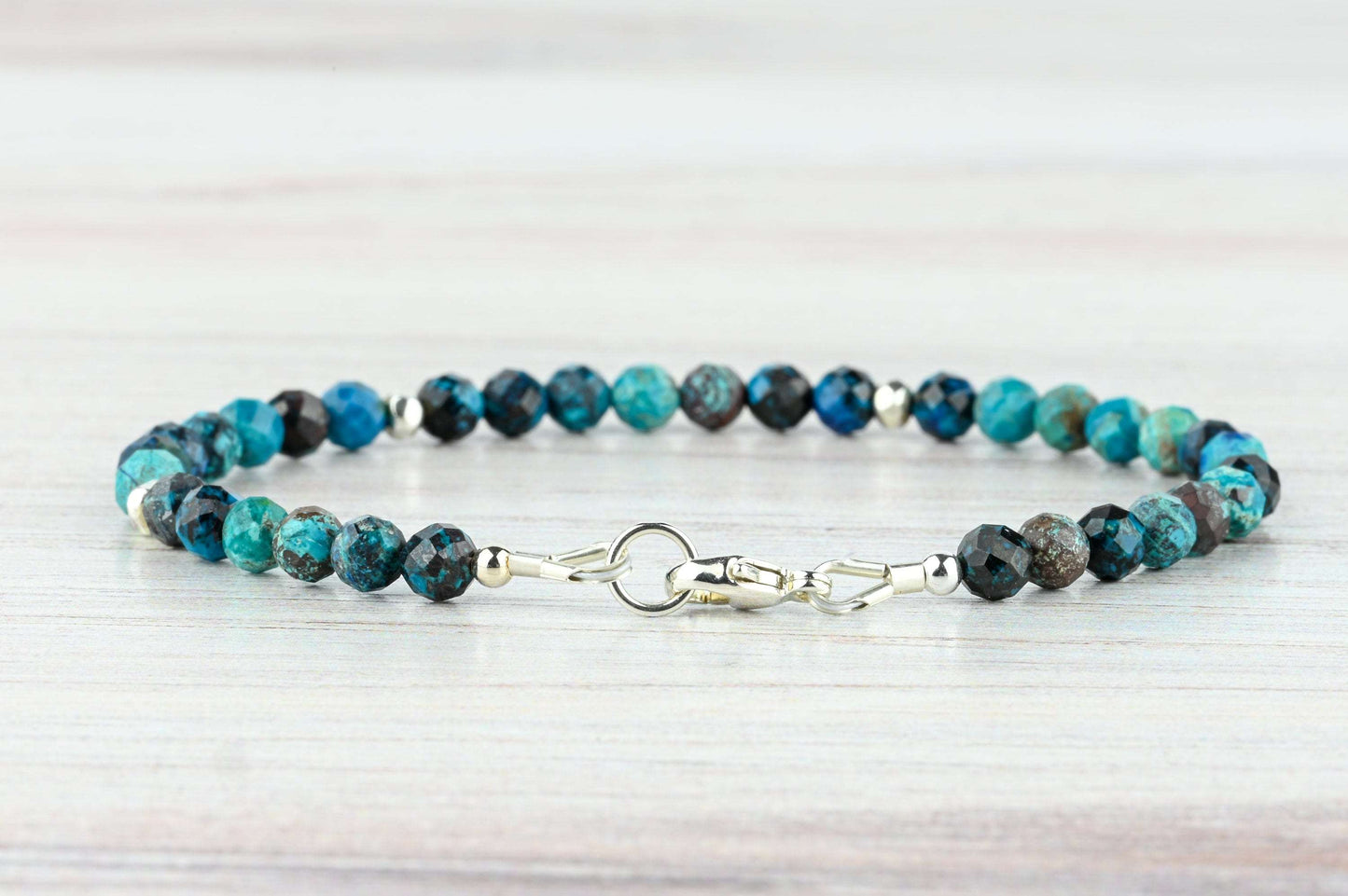 Azurite Beaded Bracelet - Gold or Silver