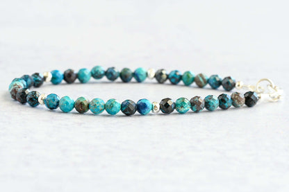 Azurite Beaded Bracelet - Gold or Silver