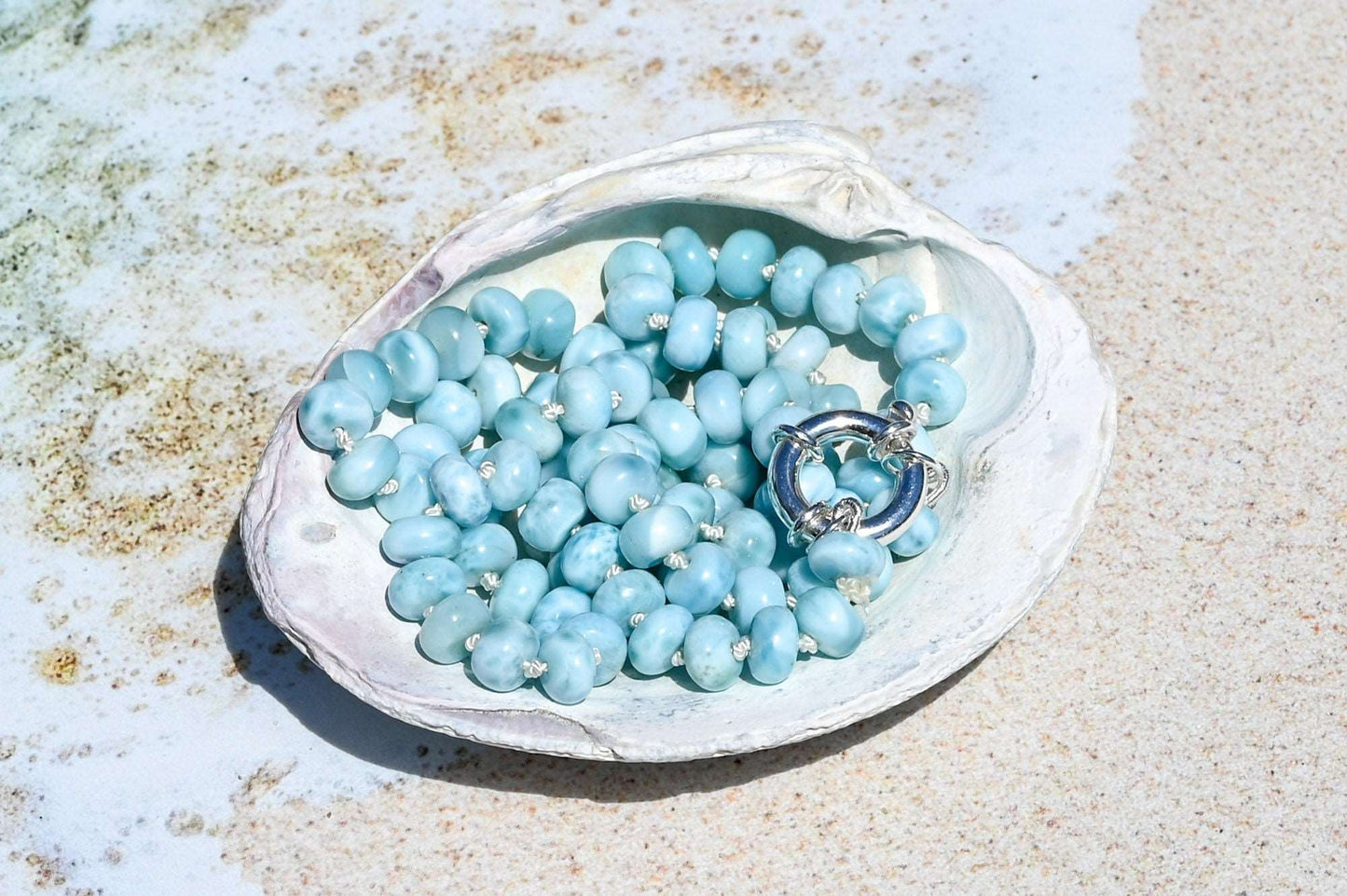 Hand Knotted Larimar Gemstone Necklace