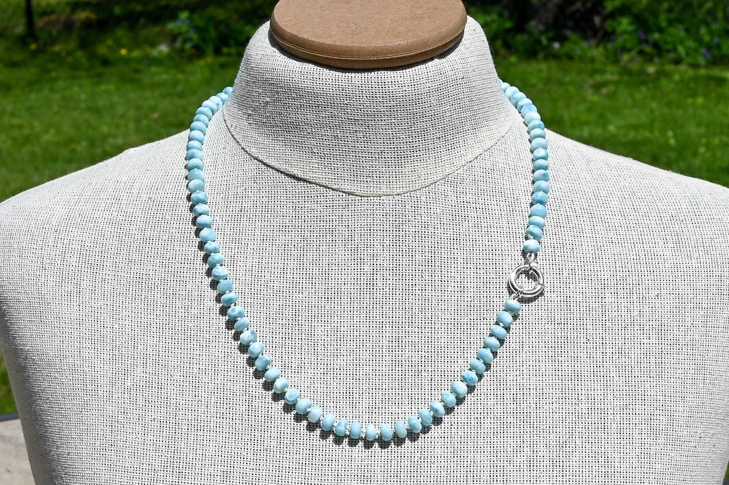 Hand Knotted Larimar Gemstone Necklace