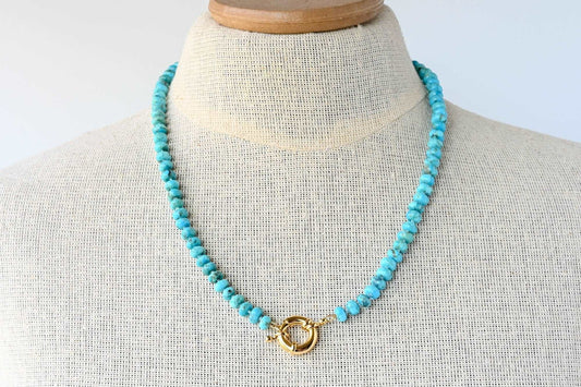 Hand Knotted Gemstone Necklace with Charm Clasp