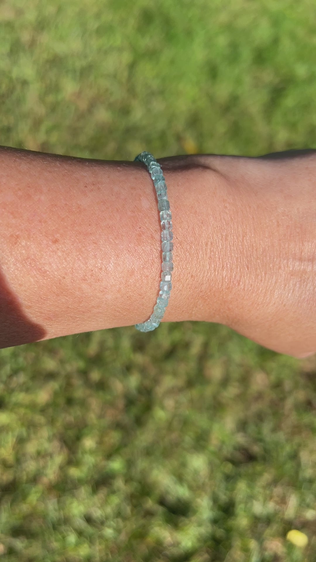 Video of Blue Apatite Cube Beaded Bracelet