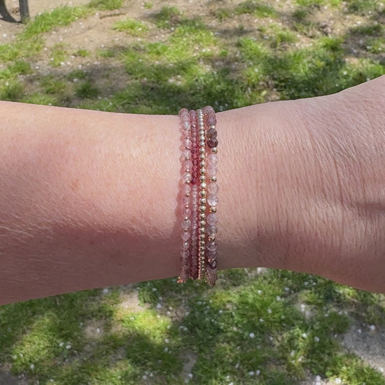 Rose Gold Rave Bracelet Stack | Set of 4 Bracelets with Gemstones and Rose Gold