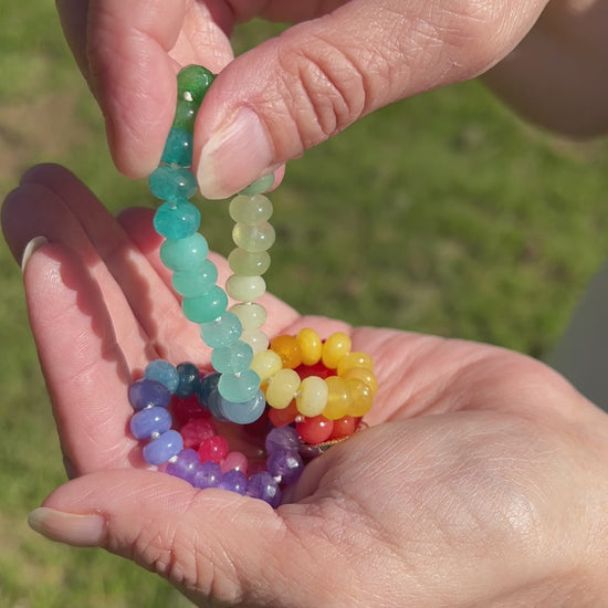 Rainbow Pride Beaded Gemstone Necklace with Gold Filled Pave Enhancer