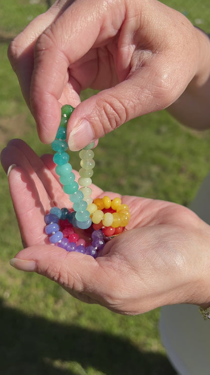 Rainbow Pride Beaded Gemstone Necklace with Gold Filled Pave Enhancer