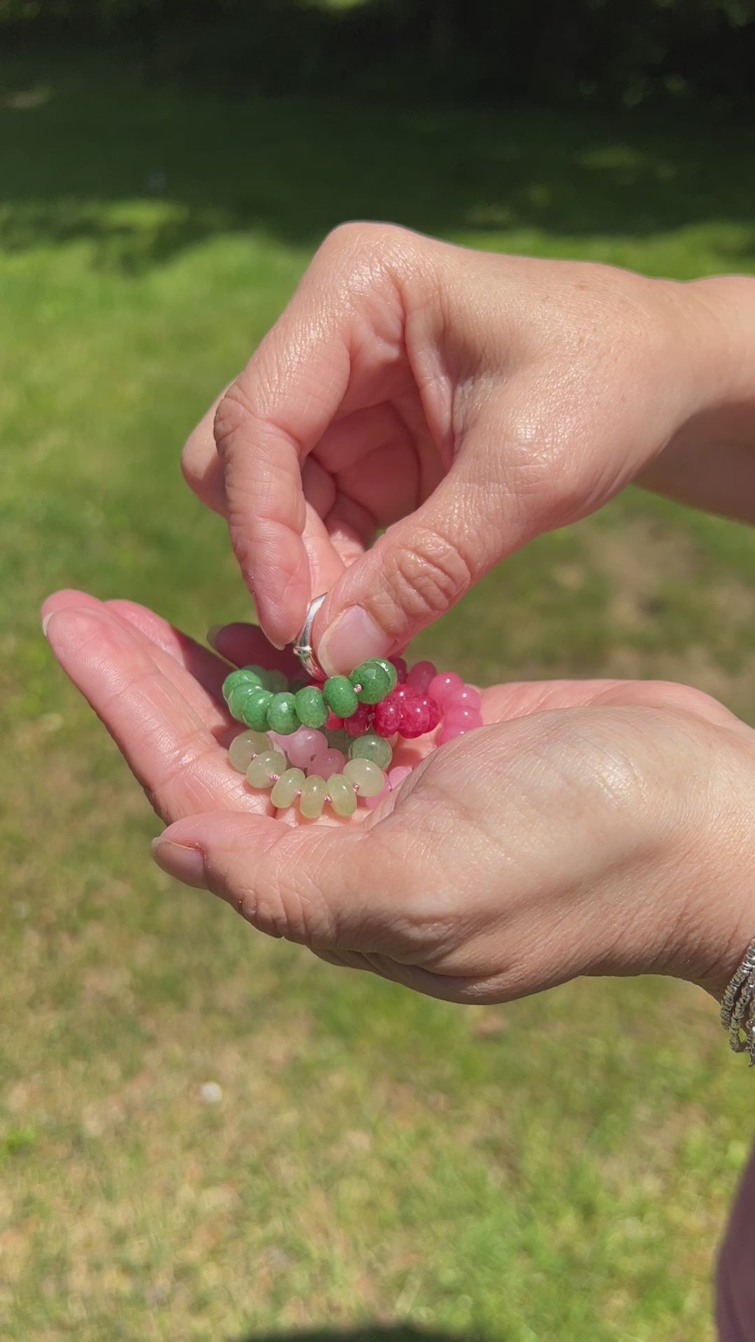 Watermelon Hand Knotted Gemstone Bead Necklace