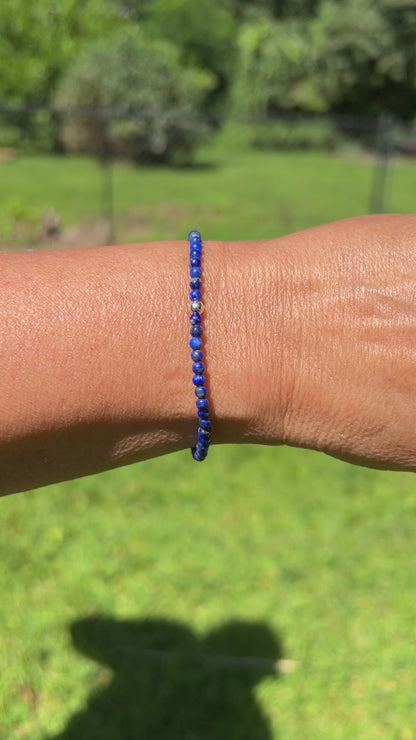 Beaded Stretch Bracelet made with Lapis Lazuli