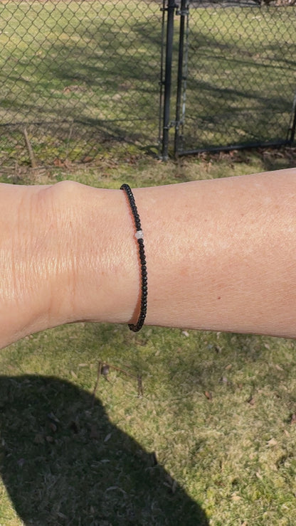 Raw Diamond Bracelet with Black Spinel Gemstones