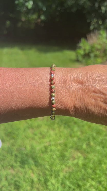 Women's Unakite Beaded Stretch Bracelet