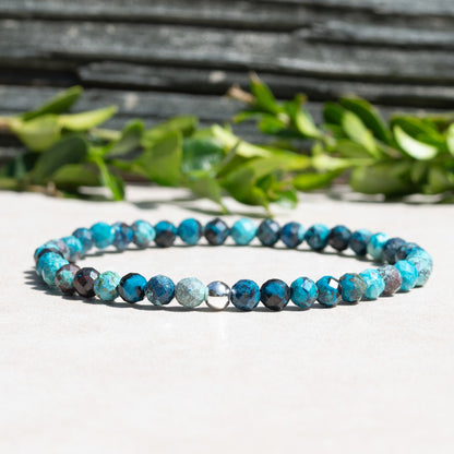 Azurite Beaded Gemstone Stretch Bracelet for Women