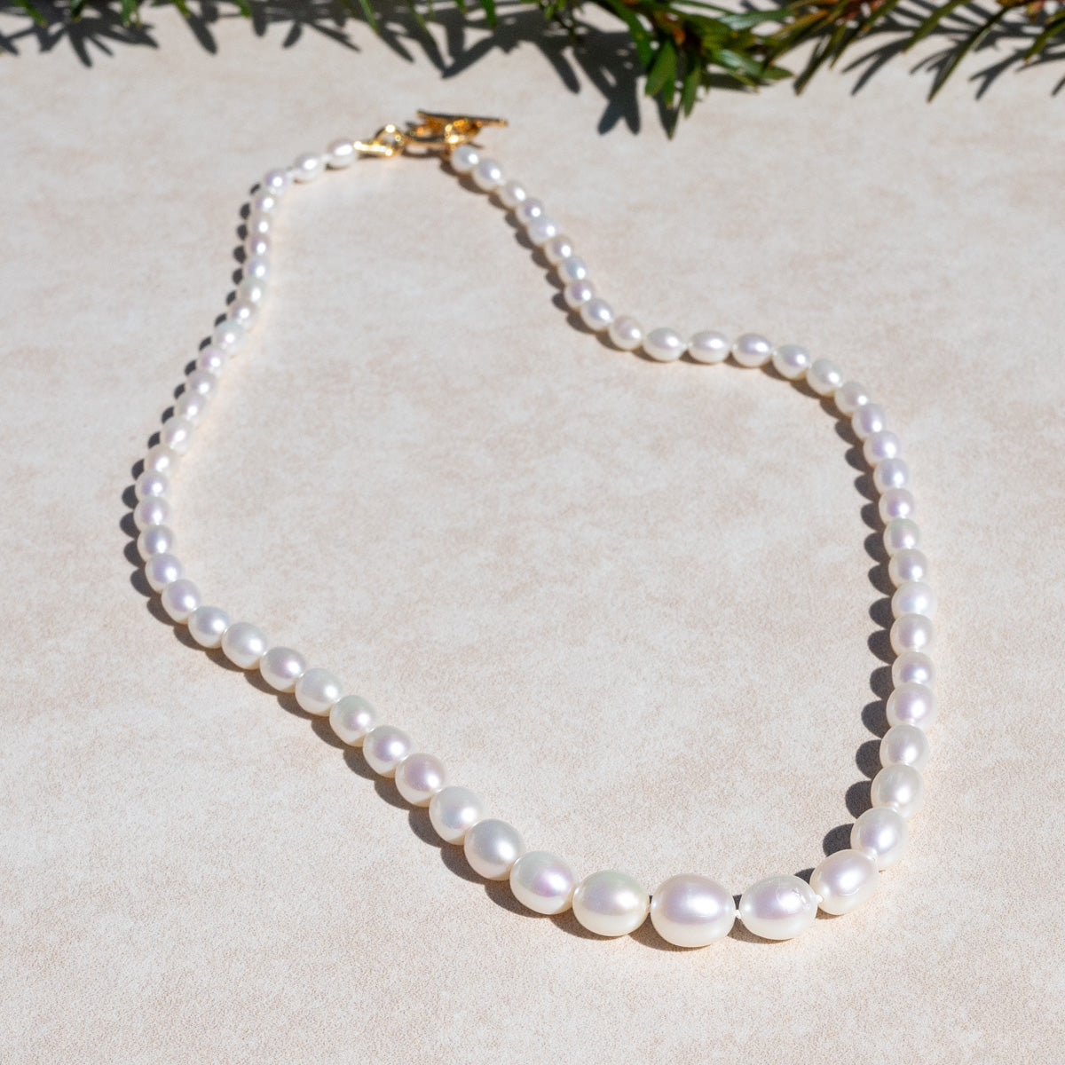 Graduated Natural Freshwater Pearl Hand Knotted Necklace OOAK