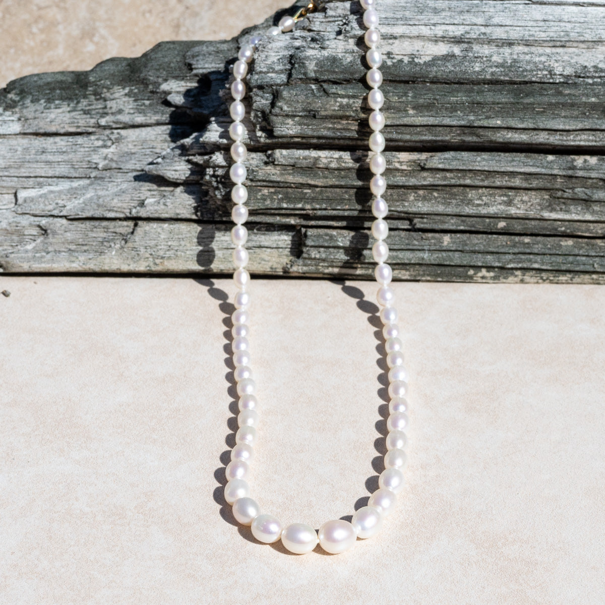 Graduated Natural Freshwater Pearl Hand Knotted Necklace OOAK