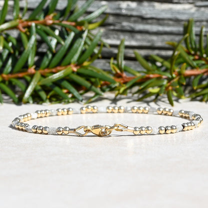 Raw Diamond Bracelet and Gold Filled Round Beads