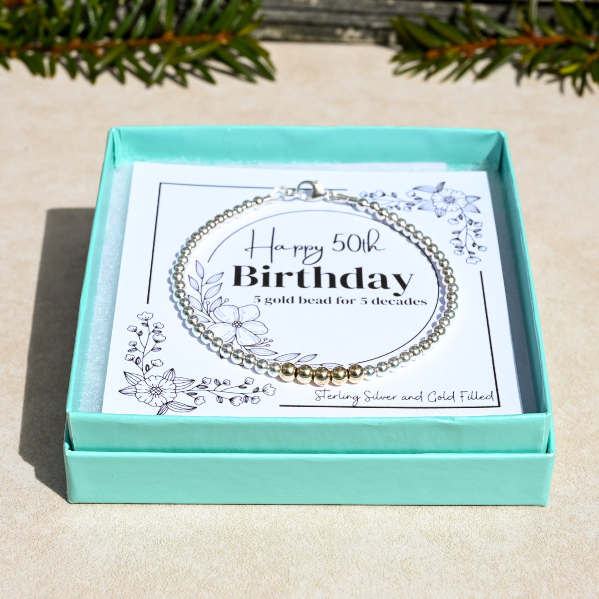 Milestone Birthday or Anniversary Bracelet in Gold and Sterling Silver | 1 Bead for Each Decade