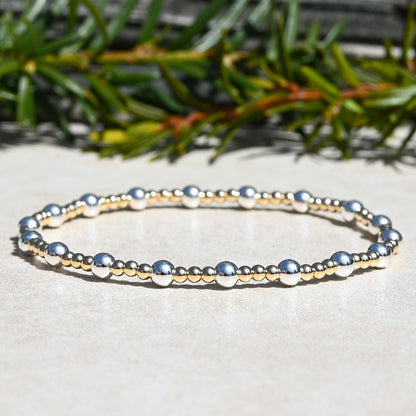 The Everyday Bracelet Gold and Sterling Silver Round Beaded Bracelet