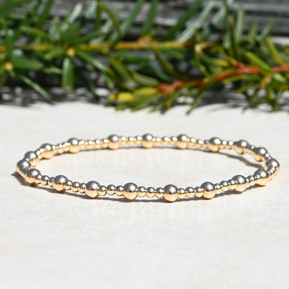 The Everyday Bracelet Gold and Sterling Silver Round Beaded Bracelet