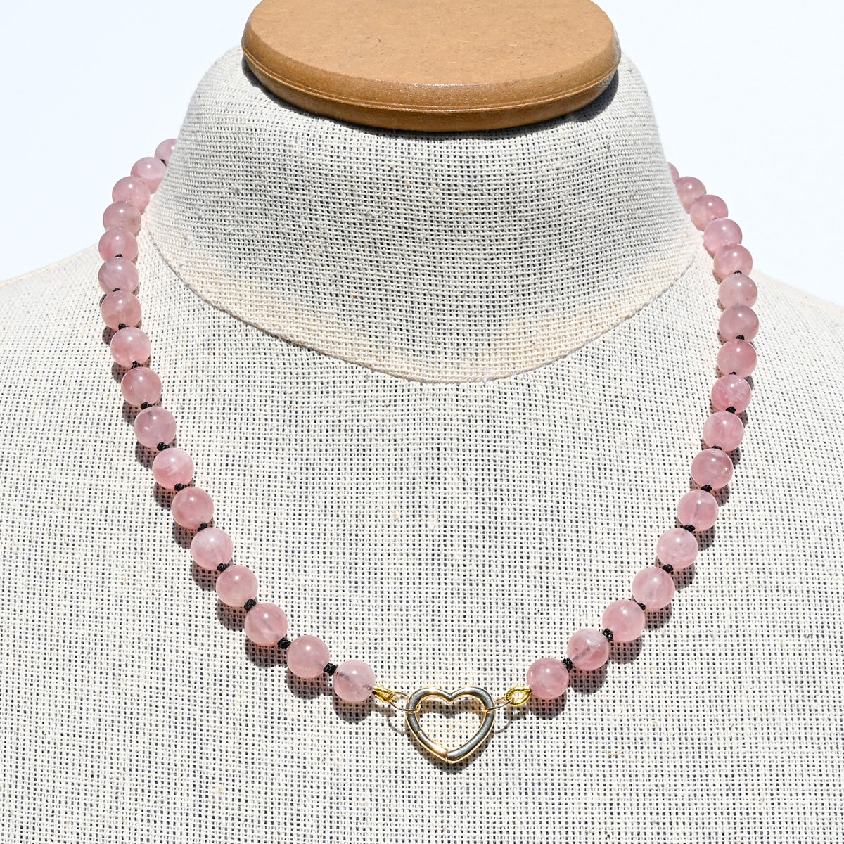 Hand Knotted Rare Mauve Pink Madagascar Natural Rose Quartz