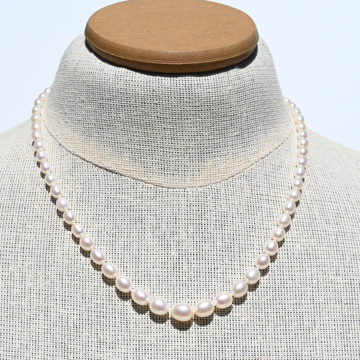 Graduated Natural Freshwater Pearl Hand Knotted Necklace OOAK