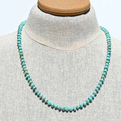 Kingman Turquoise Beaded Necklace on Silk