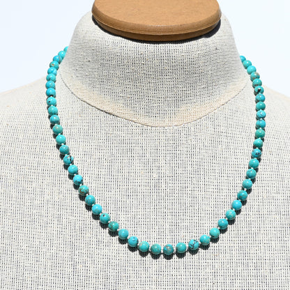 Hand Knotted Kingman Turquoise Necklace with Gold