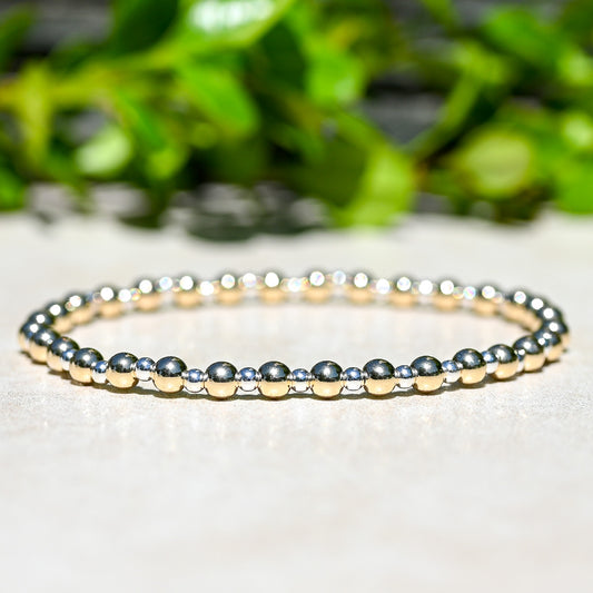 The Mixed Metals Everyday Bracelet Featuring Rose Gold, Gold and Sterling Silver