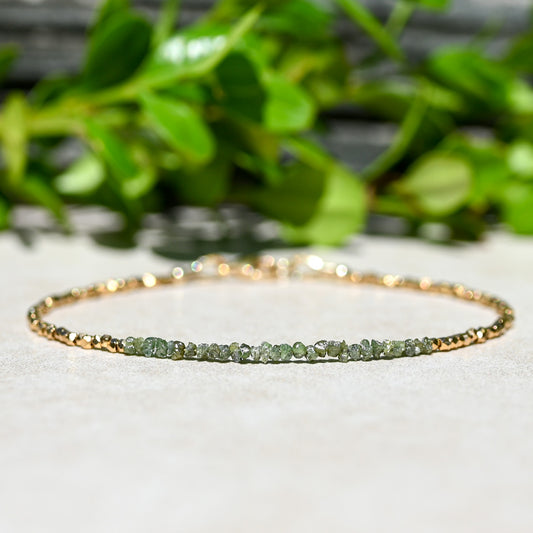 Raw Green Diamond Beaded Bracelet