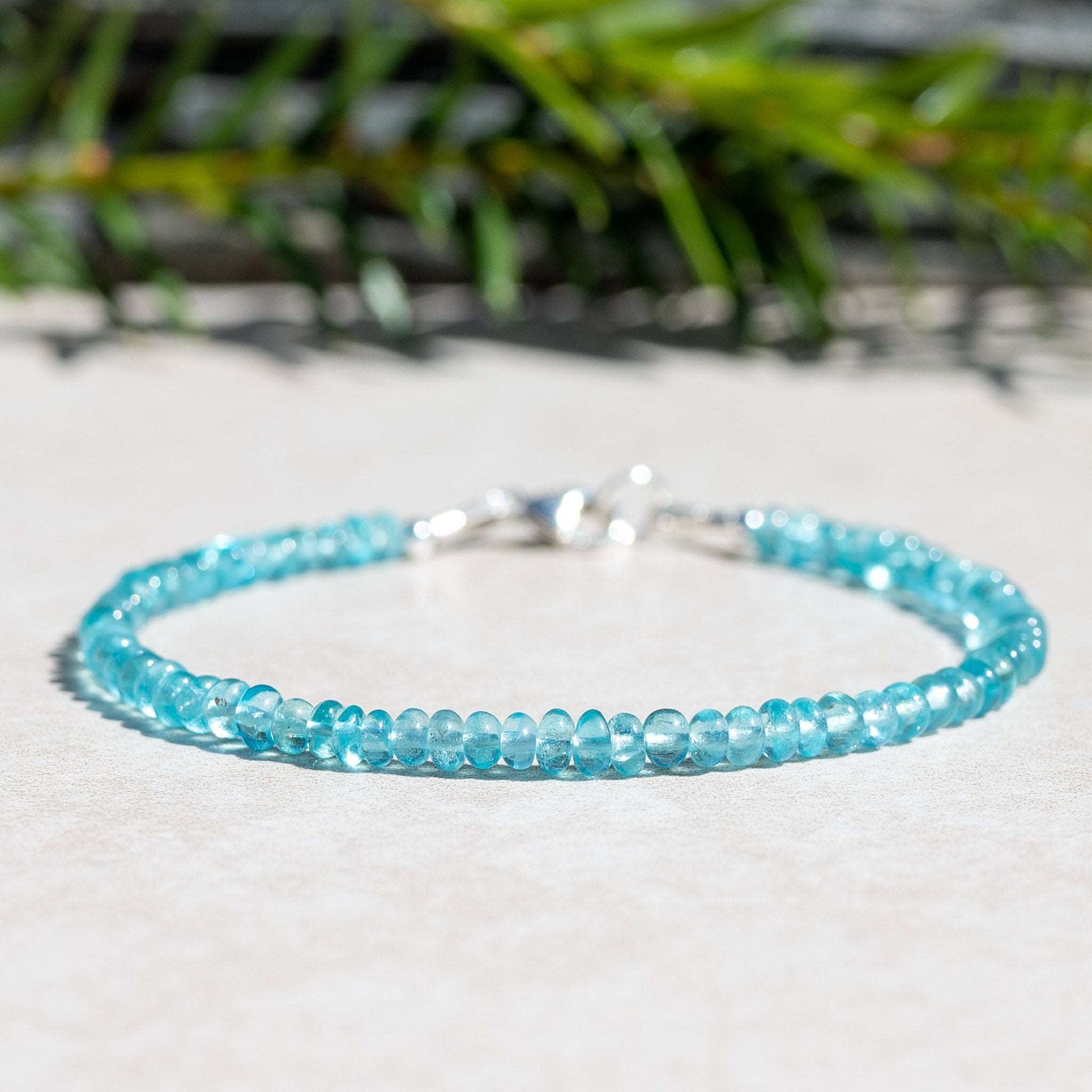 Sky Blue Apatite Gemstone Beaded Bracelet