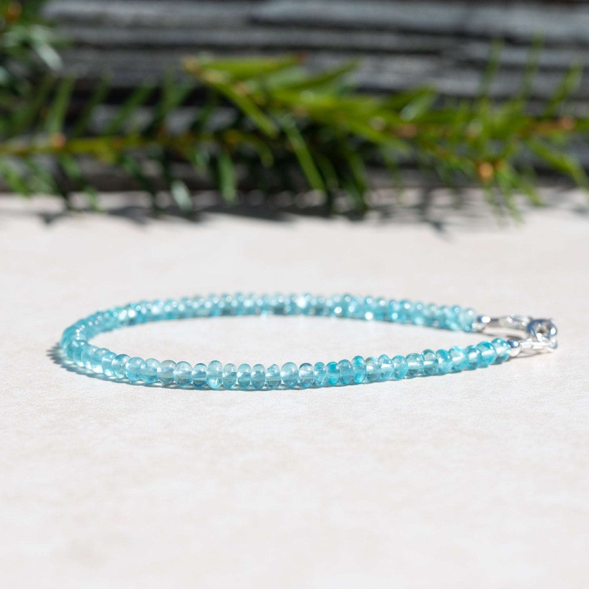 Sky Blue Apatite Gemstone Beaded Bracelet