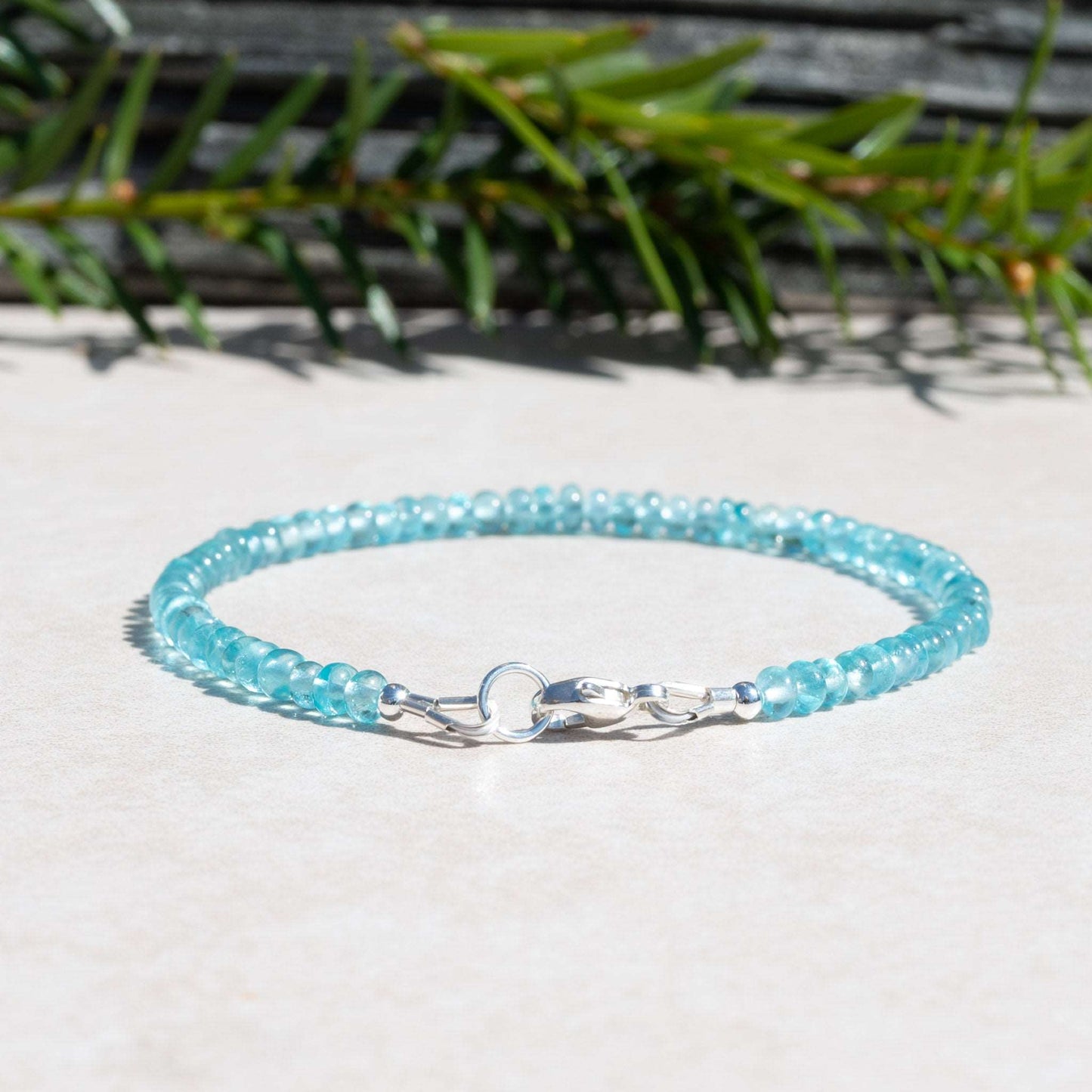 Sky Blue Apatite Gemstone Beaded Bracelet