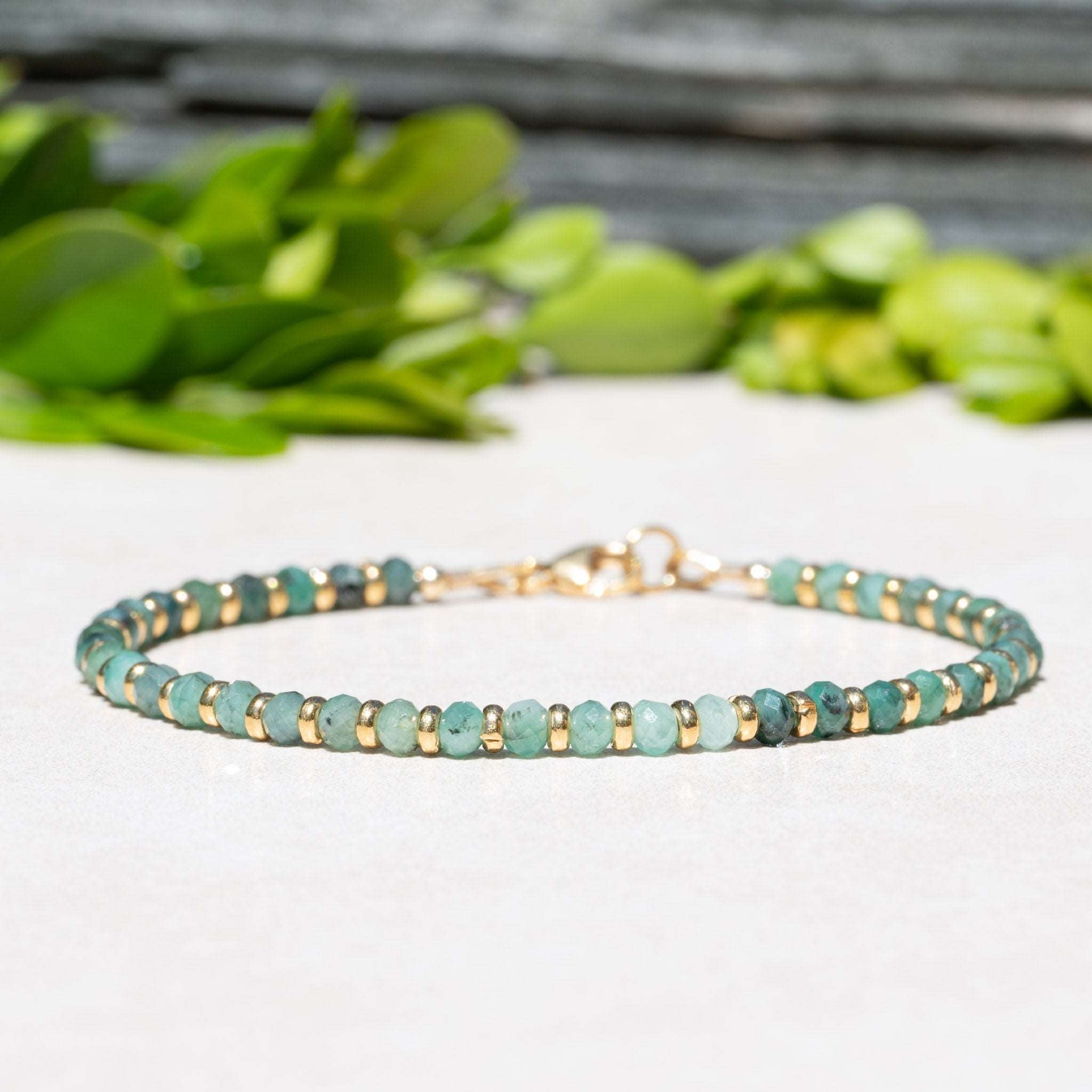 Emerald Bracelet Sterling Silver Beads Dainty Bracelet Genuine Emerald Beaded 2024 bracelet May Birthstone•Bracelet Gemstone•Gemstone Jewelry