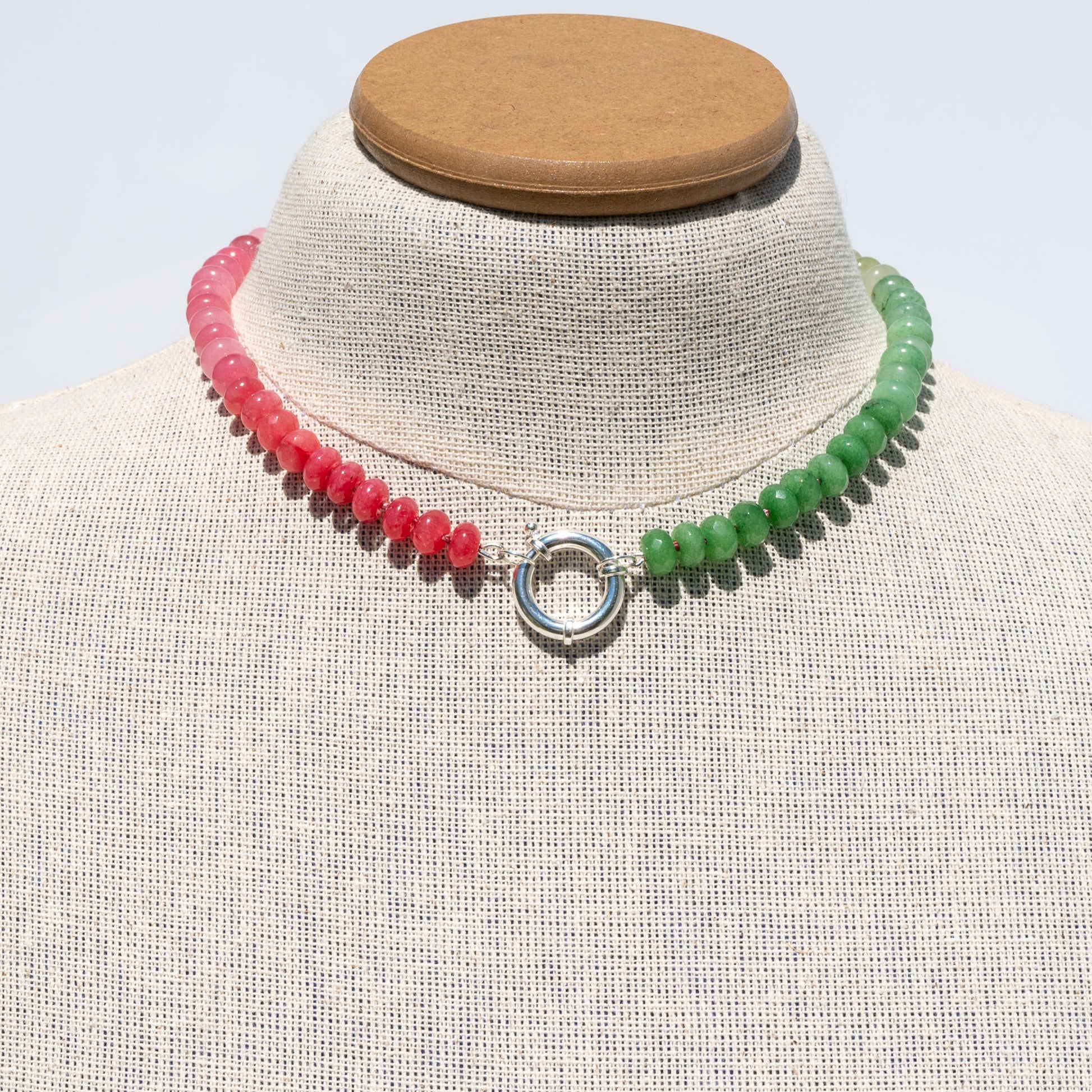 Watermelon Hand Knotted Gemstone Bead Necklace