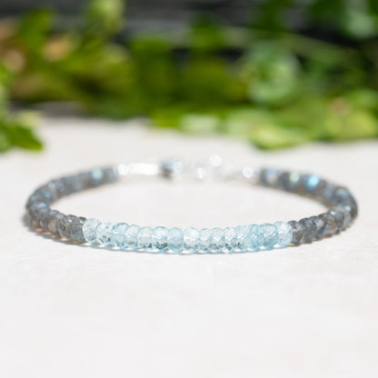 Aquamarine Silver Gemstone Bracelet