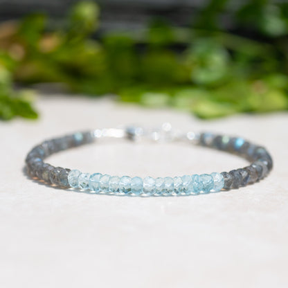 Aquamarine Silver Gemstone Bracelet