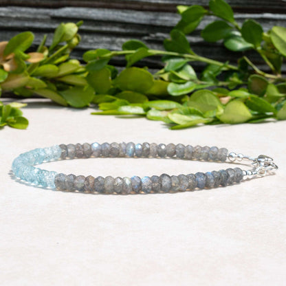 Aquamarine Silver Gemstone Bracelet