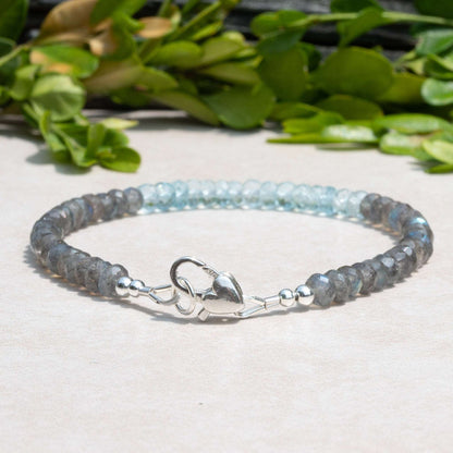 Aquamarine Silver Gemstone Bracelet