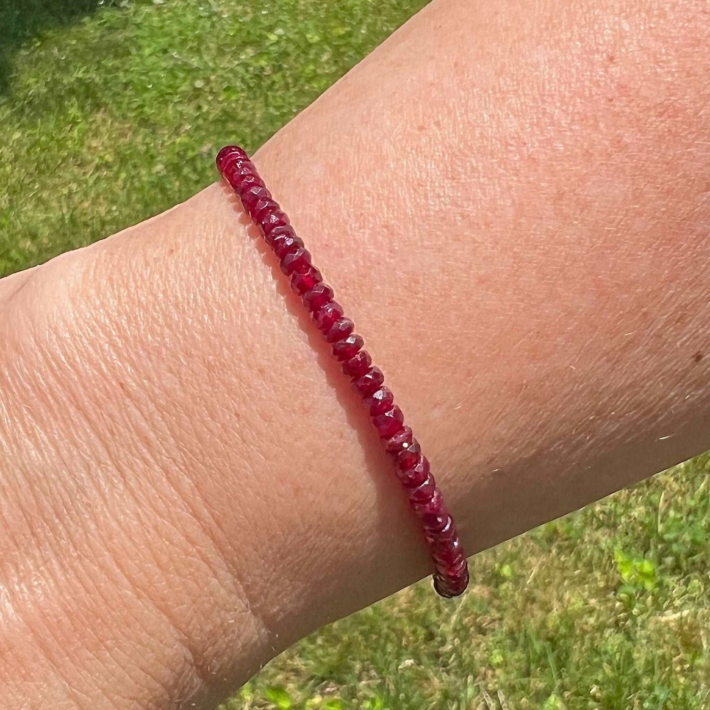 July Birthstone - Red Ruby Beaded Gemstone Bracelet