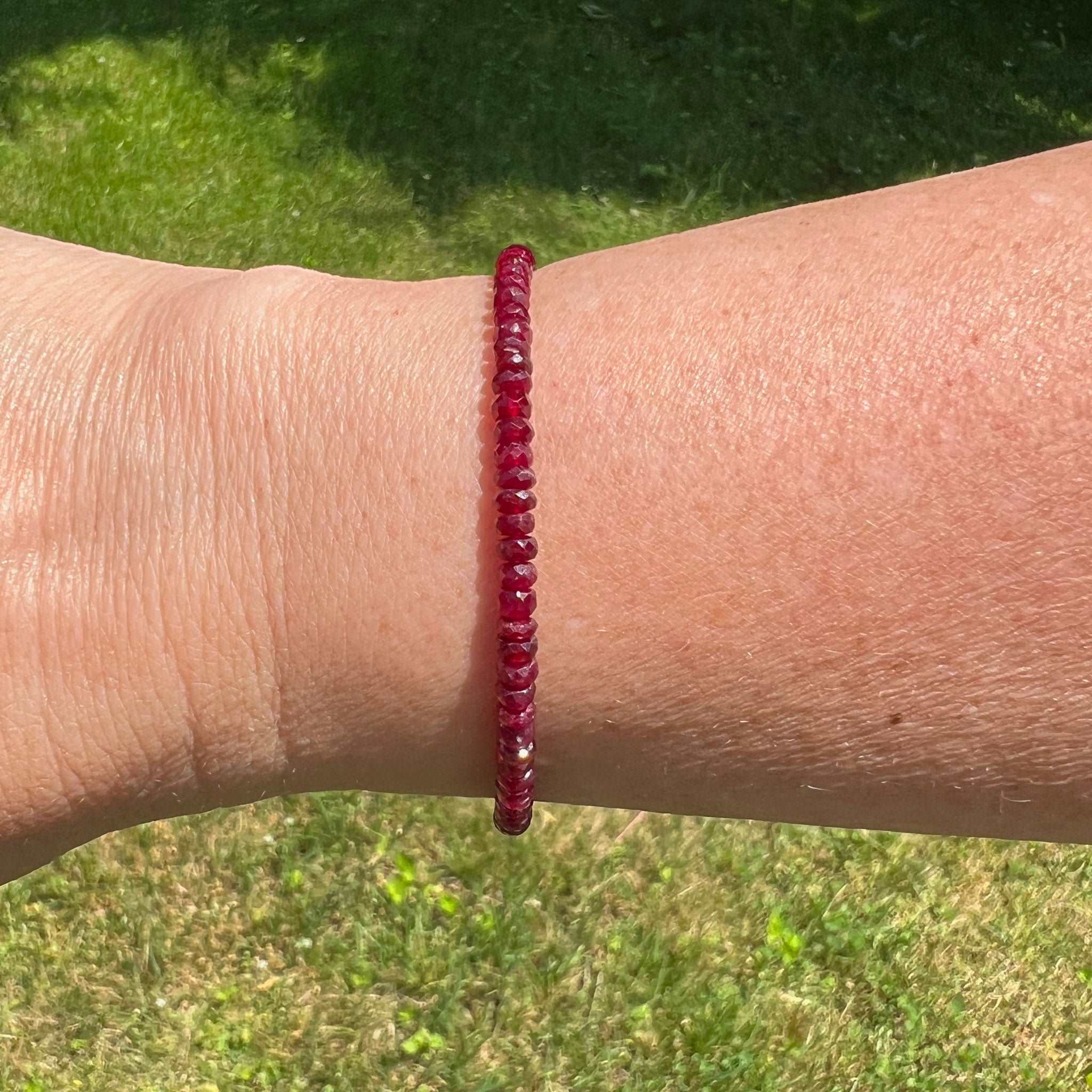 Pink Opal & Ruby Swarovski Dainty Wrap Beaded Bracelet | Shar Oke | Wolf &  Badger