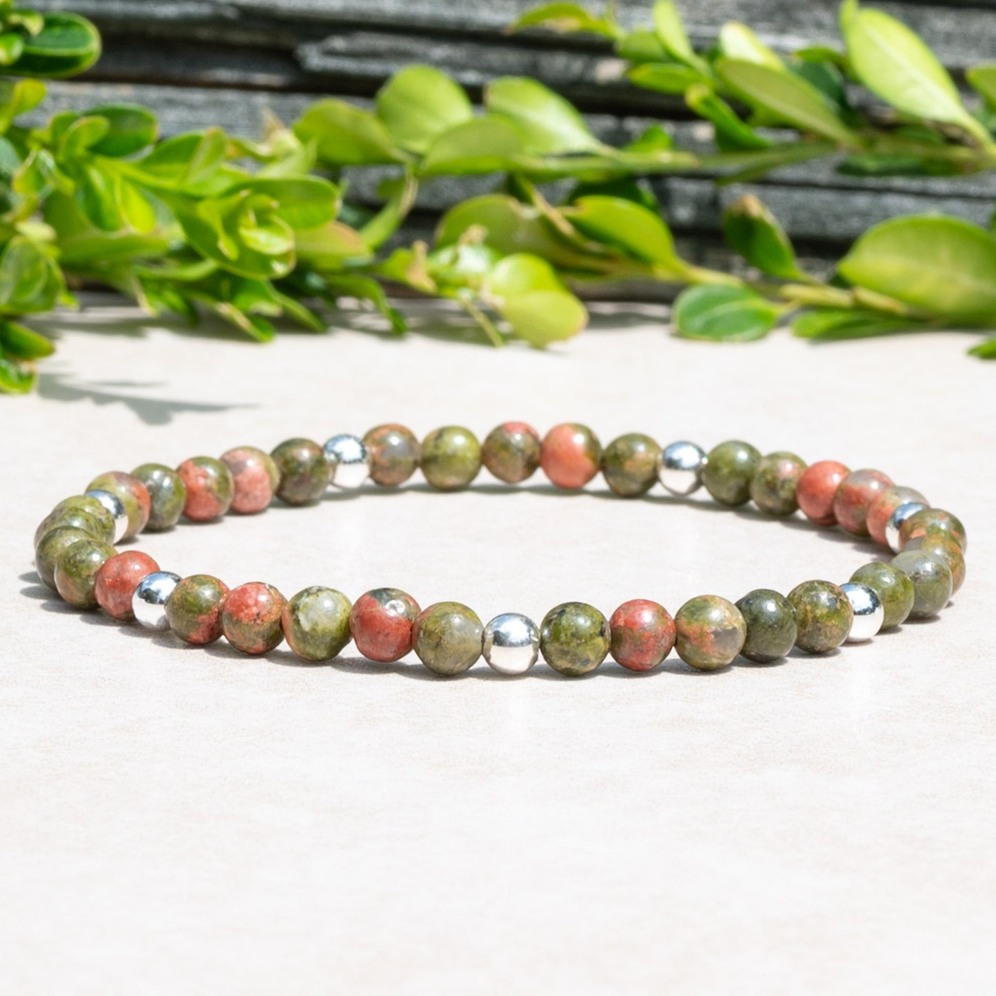 Women's Unakite Beaded Stretch Bracelet