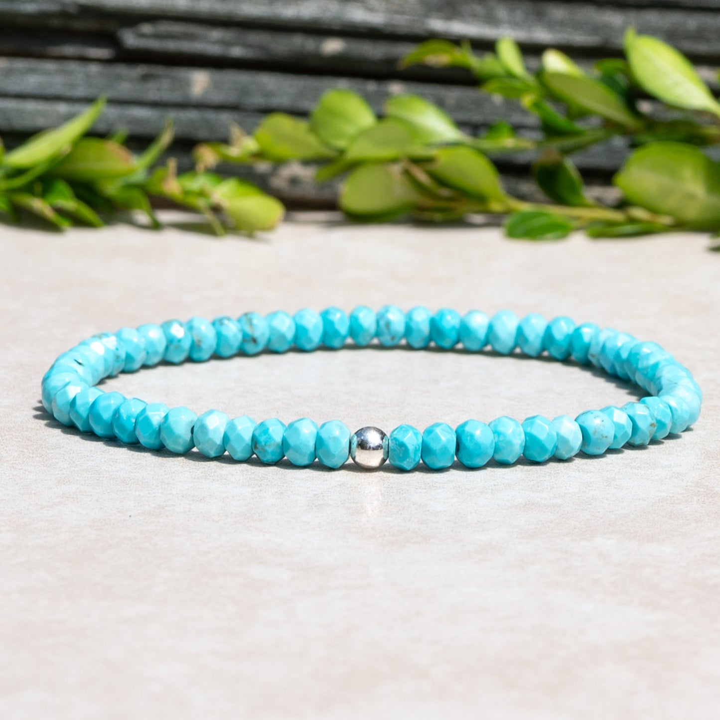 Natural Turquoise Gemstone Stretch Bracelet