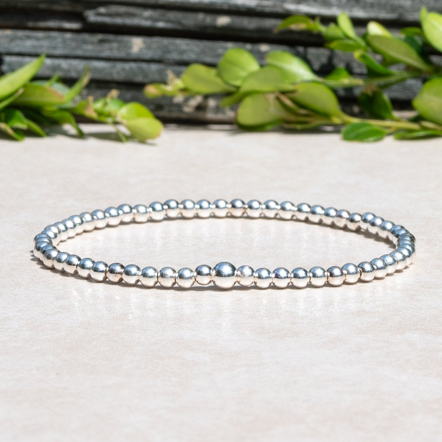 Sterling Silver Round Beaded Bracelet