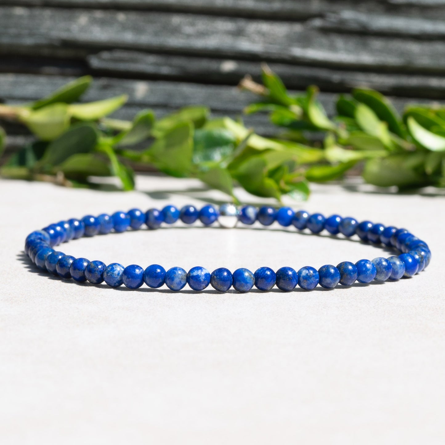 Beaded Stretch Bracelet made with Lapis Lazuli