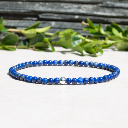 Beaded Stretch Bracelet made with Lapis Lazuli