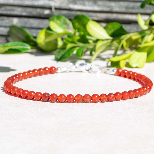 Red Carnelian Beaded Gemstone Bracelet