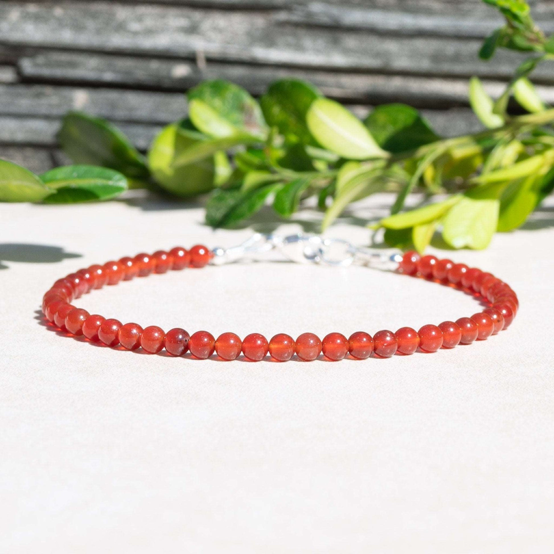 Red Carnelian Beaded Gemstone Bracelet