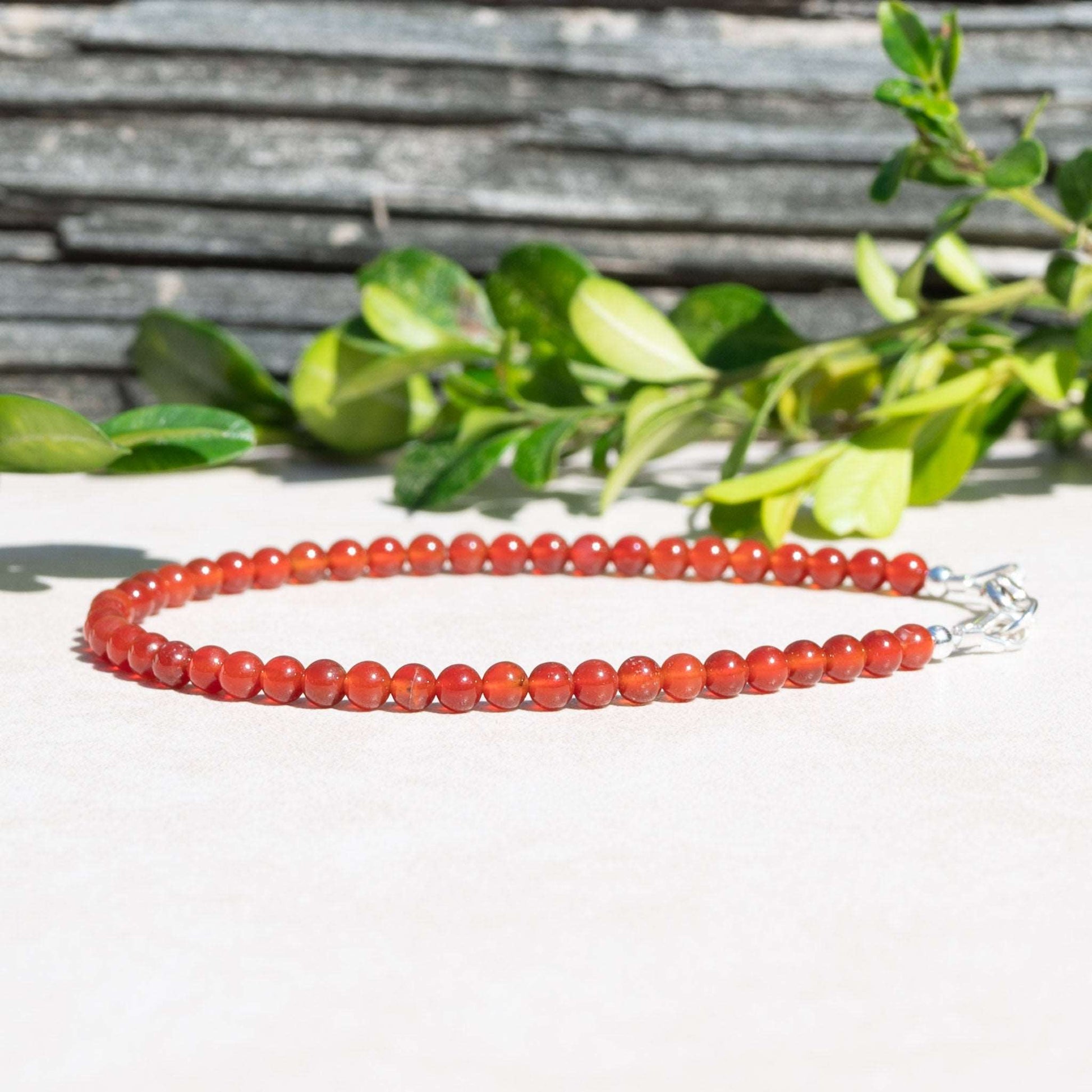 Red Carnelian Beaded Gemstone Bracelet