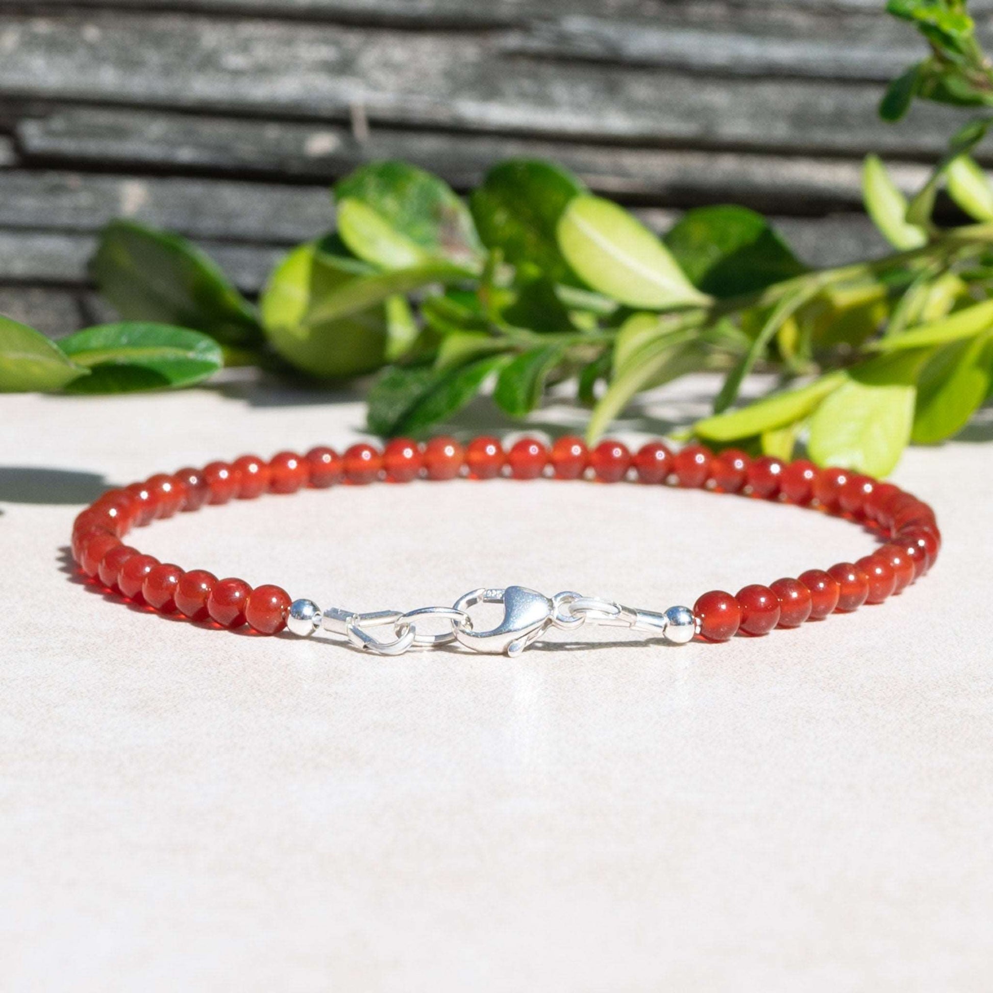 Red Carnelian Beaded Gemstone Bracelet