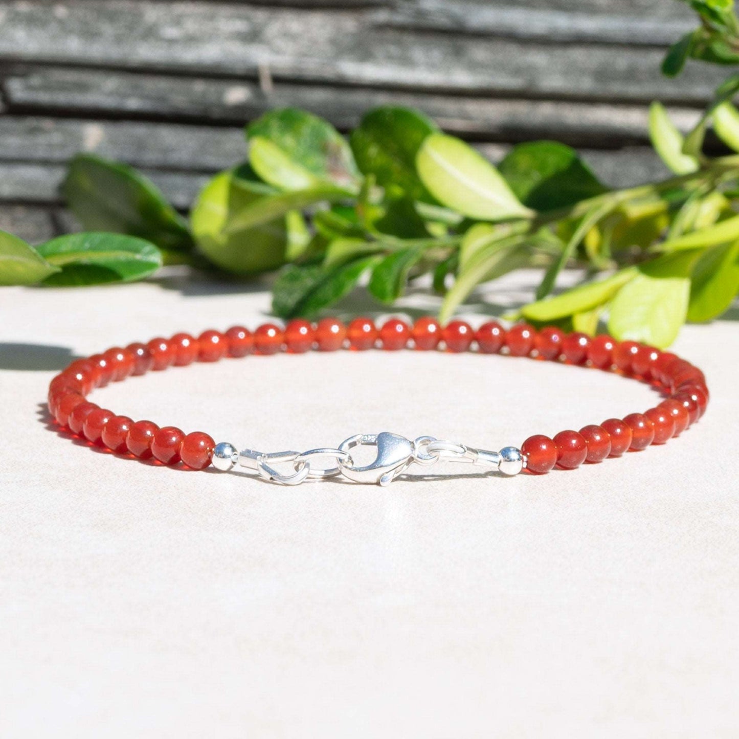 Red Carnelian Beaded Gemstone Bracelet