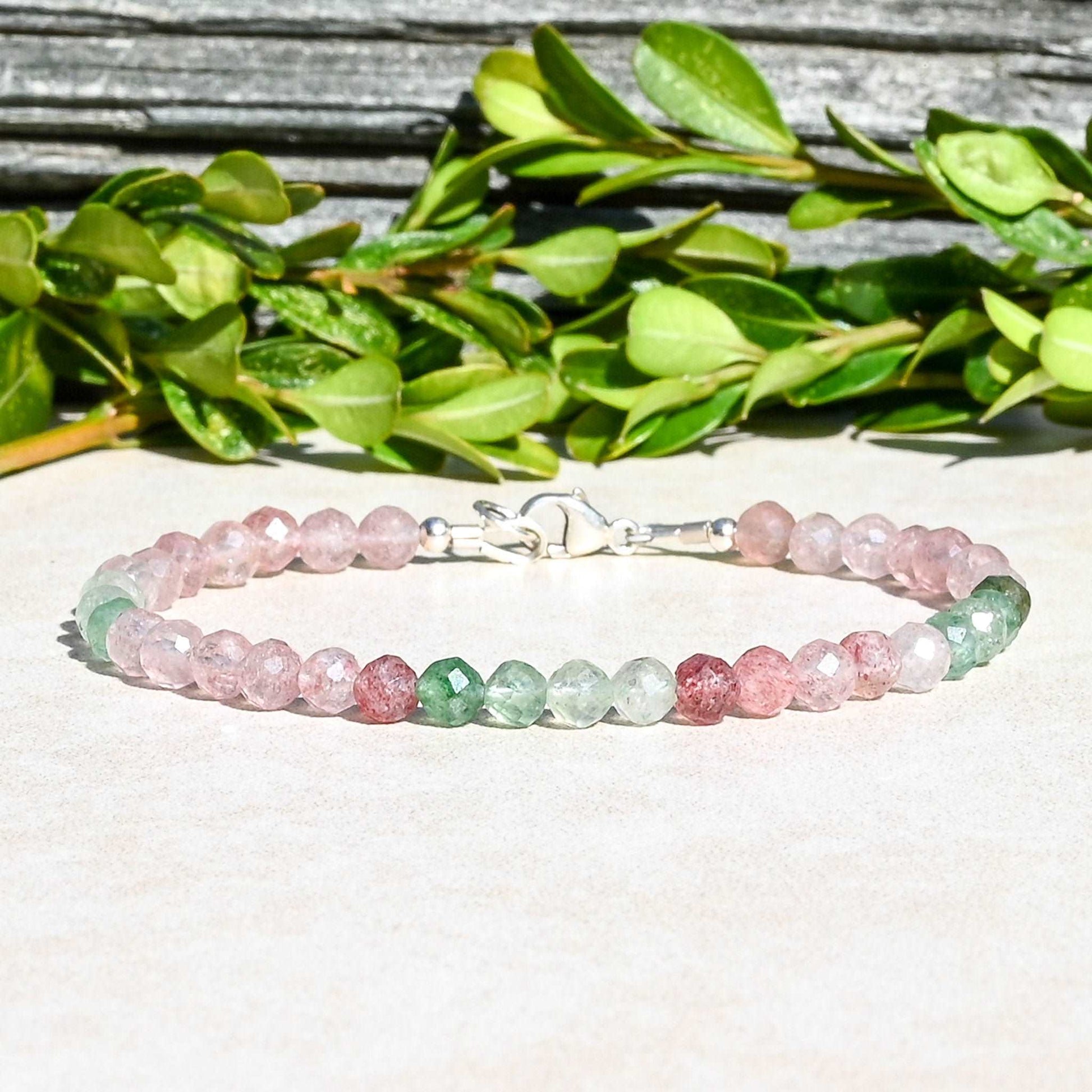 Natural Strawberry Quartz Gemstone Bracelet