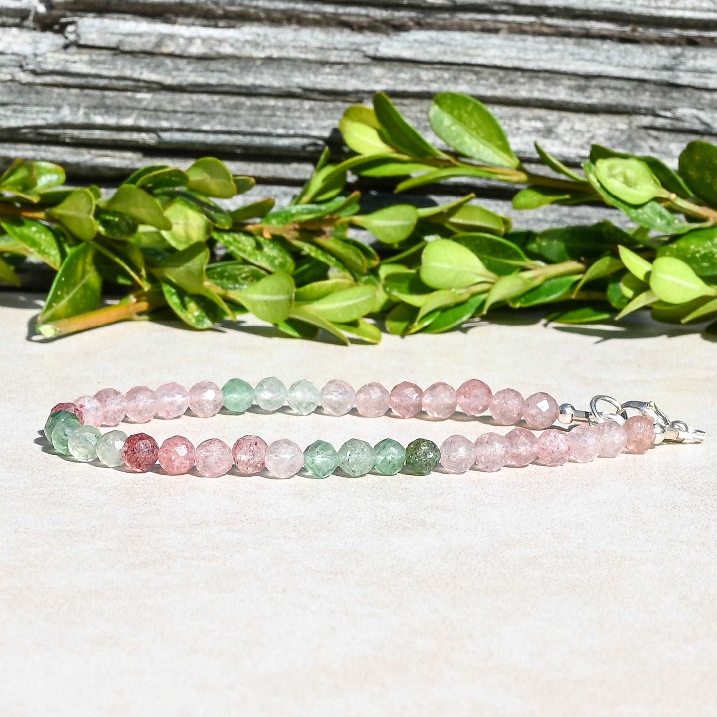 Natural Strawberry Quartz Gemstone Bracelet