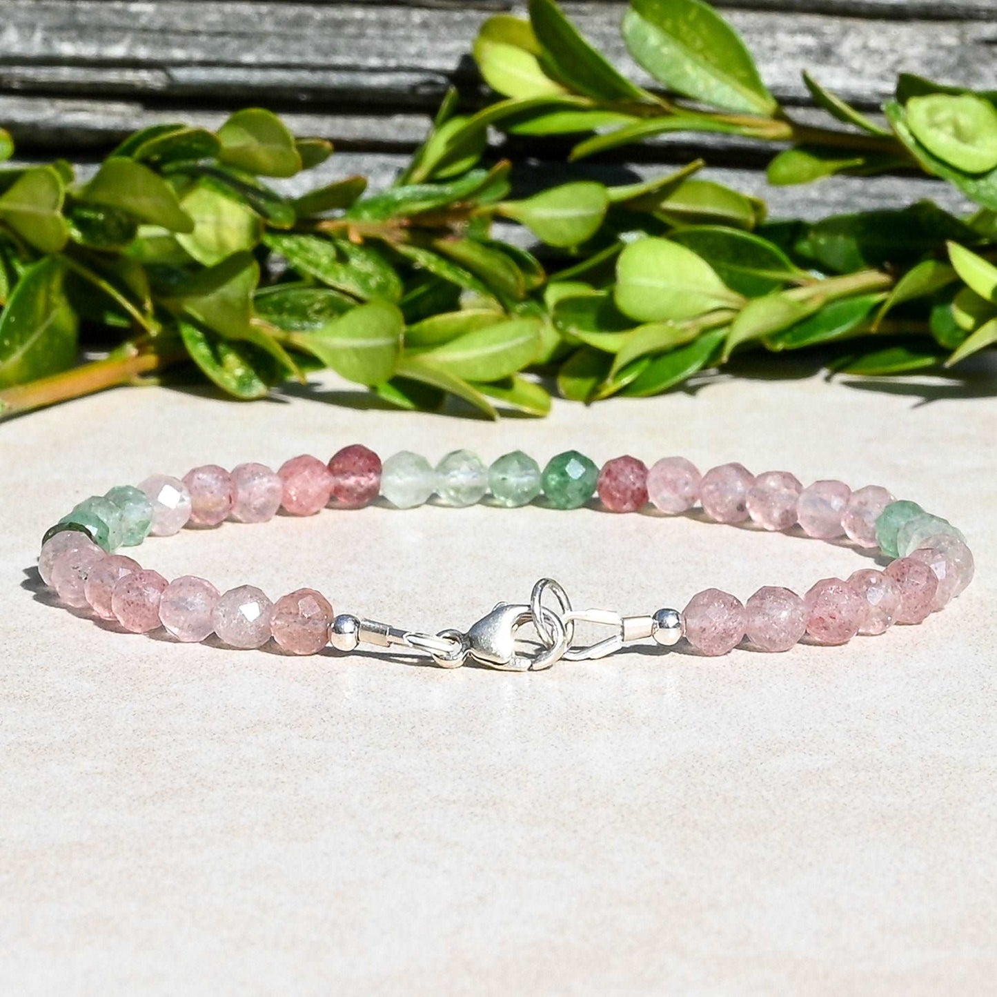 Natural Strawberry Quartz Gemstone Bracelet